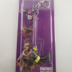 Fortnite Kid's Metal Pick Axe Pickaxe Purple and Spikey Keychain Toy